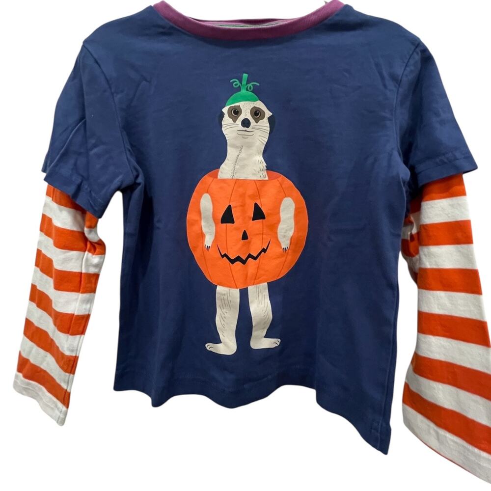 Mini Boden Meerkat Pumpkin Layered Long Sleeve Shirt Size 2-3y